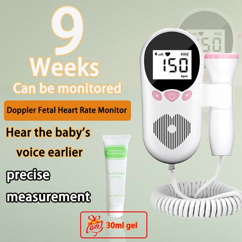 Baby Fetal Doppler Heart Sound Rate Device Ultrasound Detector Monitor ...
