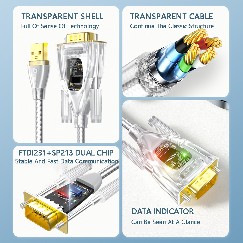 DTECH USB to RS232 serial port cable industrial grade 9-pin DB9 male ...