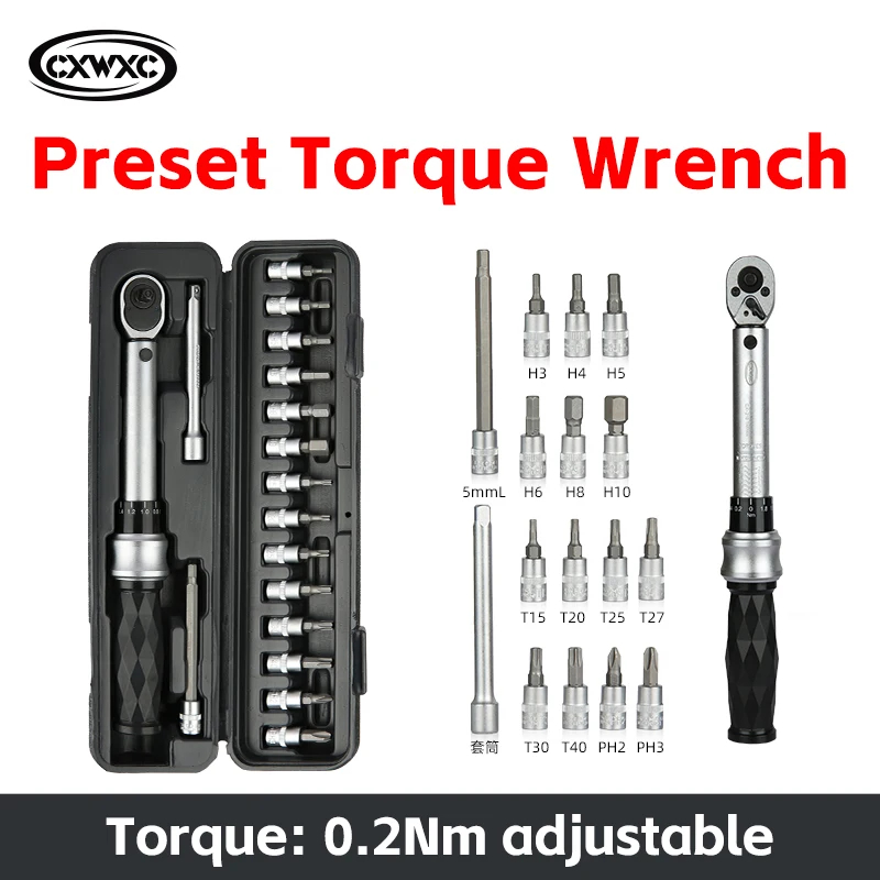 【🎉new Store Discounts🚲】cxwxc Bicycle Preset Torque Wrench Set Alloy 1 4 