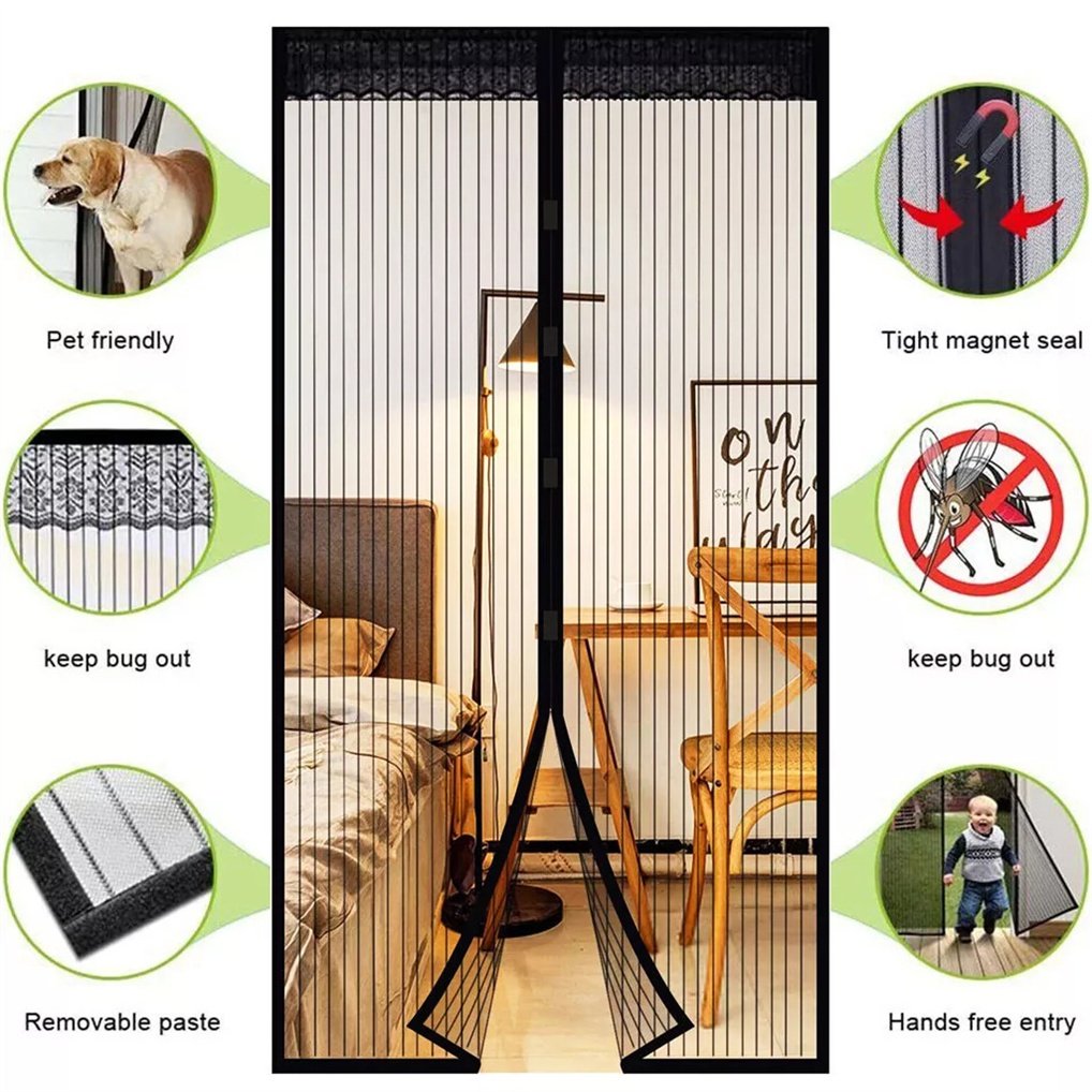 Magnetic Screen Door Magnet Door Mesh Curtain Mosquito Fly Bug Insect ...