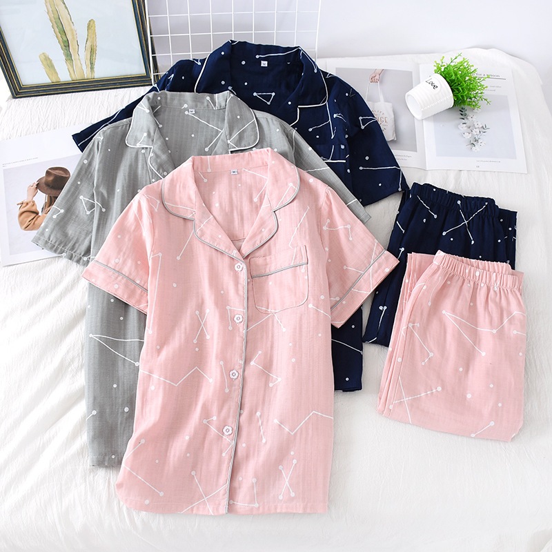 [Ready Stock] Women & Men 100% Cotton Gauze Short Sleeve Trousers ...