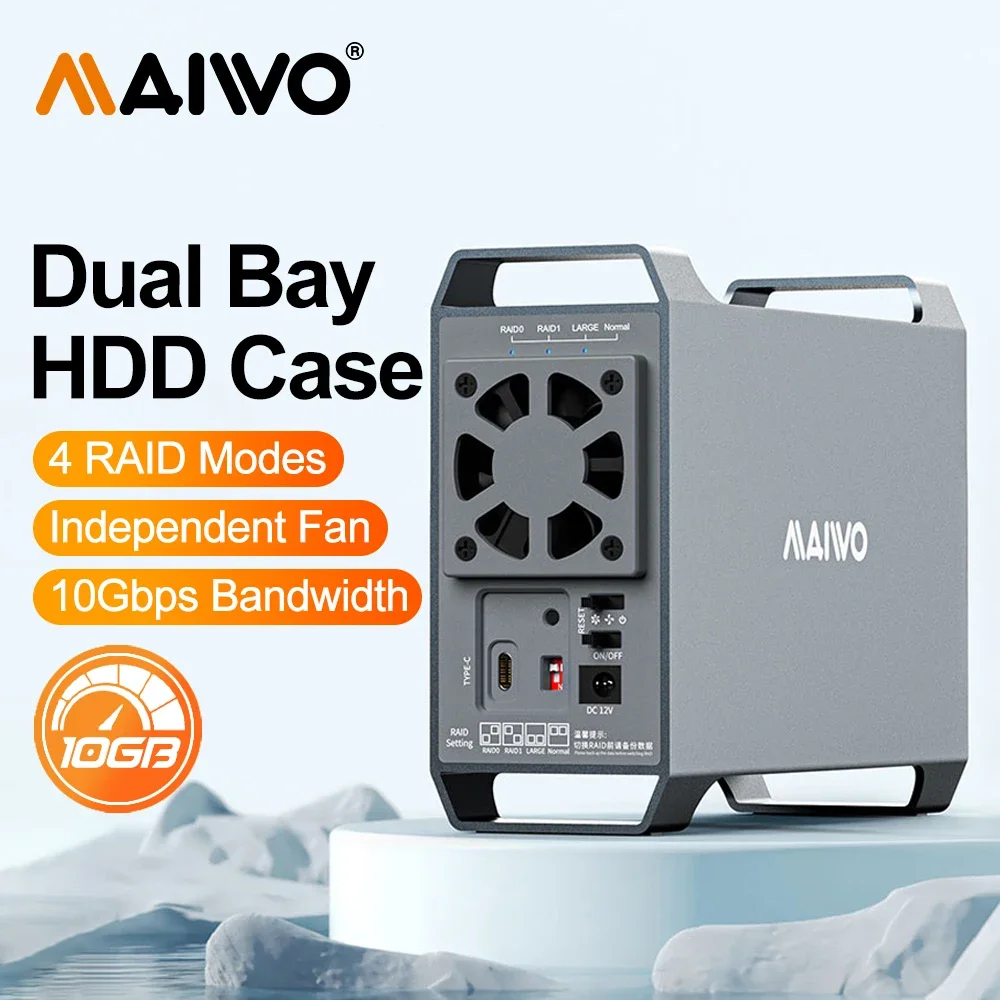 MAIWO 3.5-inch Disk Array Hard Drive Box, Dual Bay RAID Array Box, SATA ...