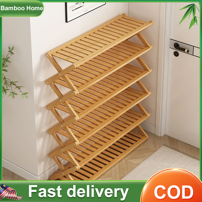 Bamboo Shoe Rack Foldable Portable Multifunctional Organizer Folding ...