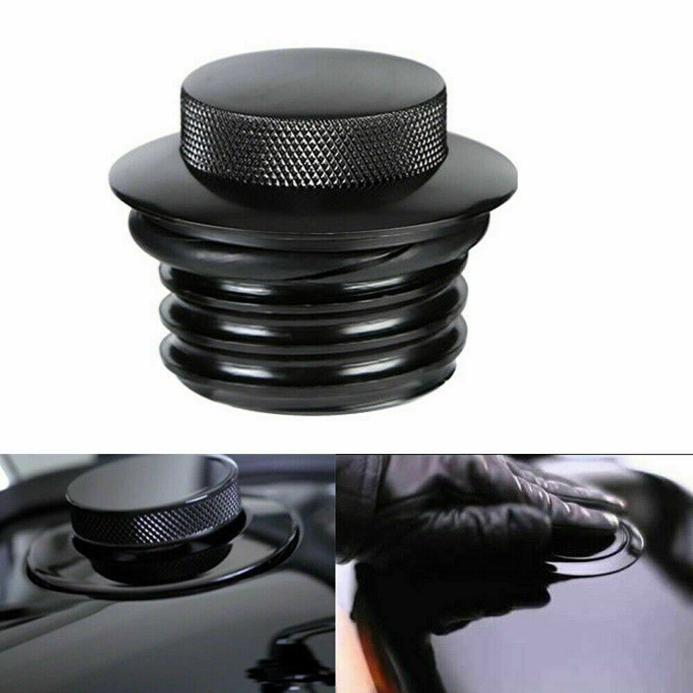 Black Pop Up Flush Gas Cap Vented Fuel Tank For Harley Softail Dyna
