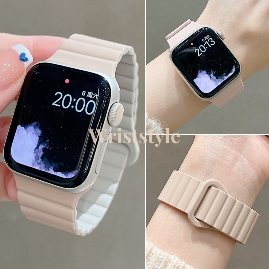 Magnetic Silicone Watch strap band for Smart Watch S9/8/7/6/5/4 SE ULTRA  Skin friendly soft rubber replacement strap for iWatch 49MM 45 44 42 41 40  38