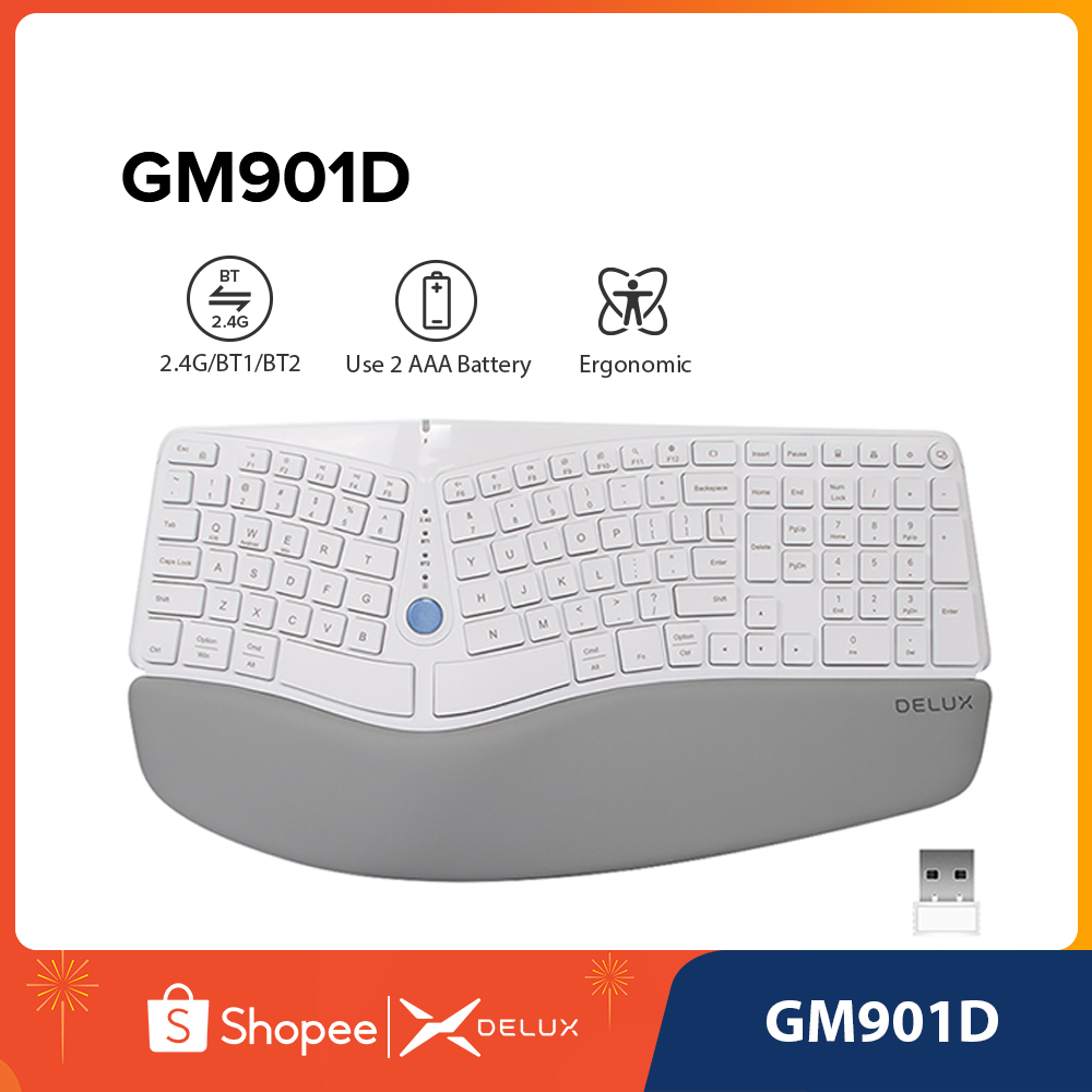 DELUX GM901D Wireless Ergonomic Split Keyboard With 2.4G USB Dngle ...