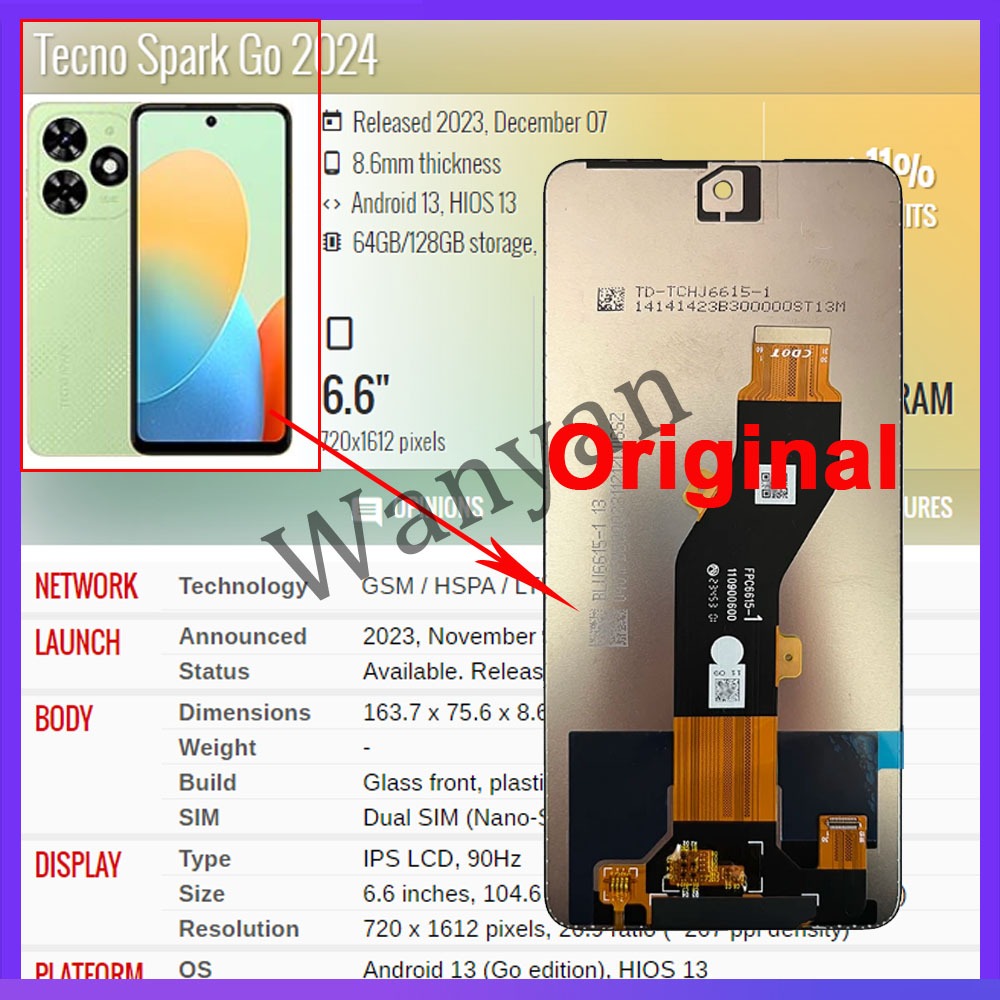 Lcd Tecno Spark Go Plus 32 OEM For Tecno Spark Go 2023 2024 LCD
