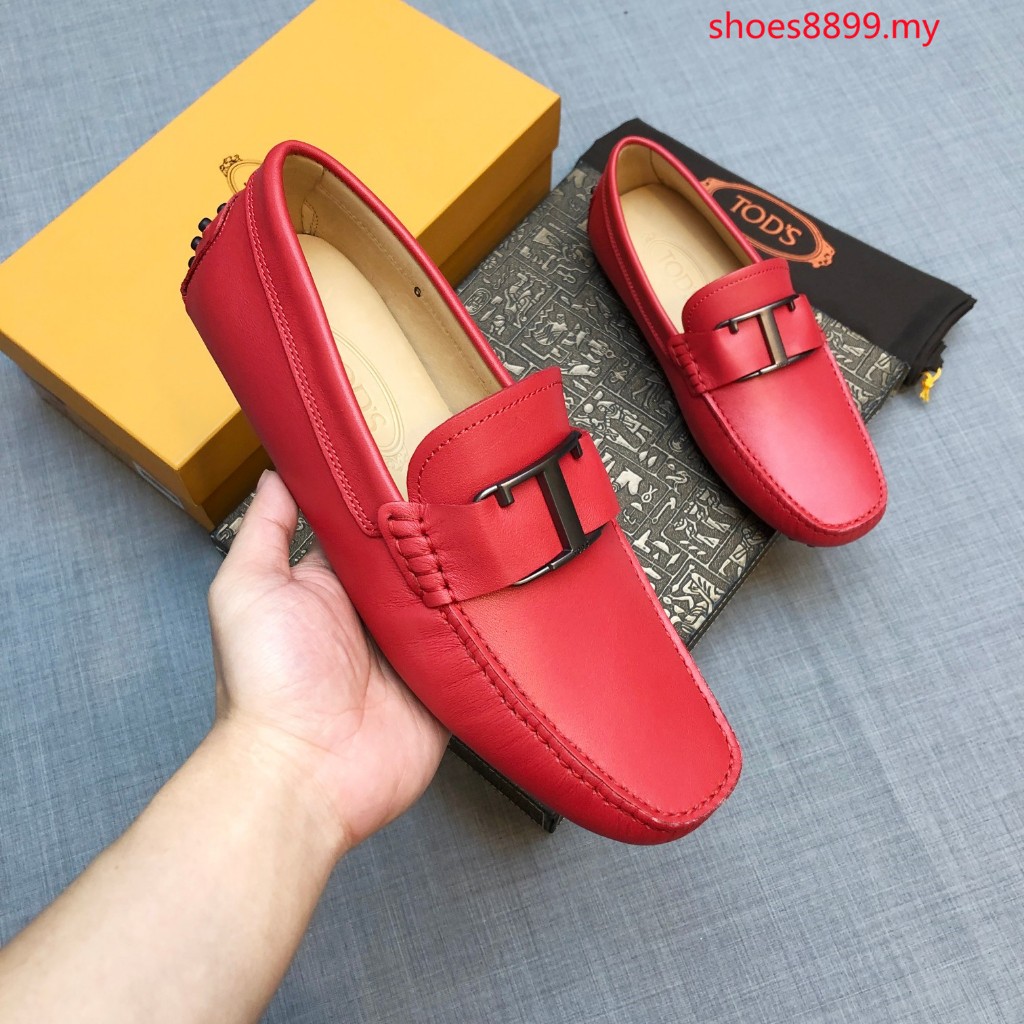Original Quality TOD'S Cowhide Driving Shoes Men's red Classic T-Button ...