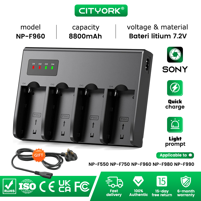 CITYORK 10800mAh NP-F980 Akku, Akku für Sony NP-F980 F970 F975 F960 F930 F770 F750 F730 F570 F550 F530 F330 Alle Sony NP-F Series Battery Akku, Für Sony-Kameras, Camcorder, LED-Video