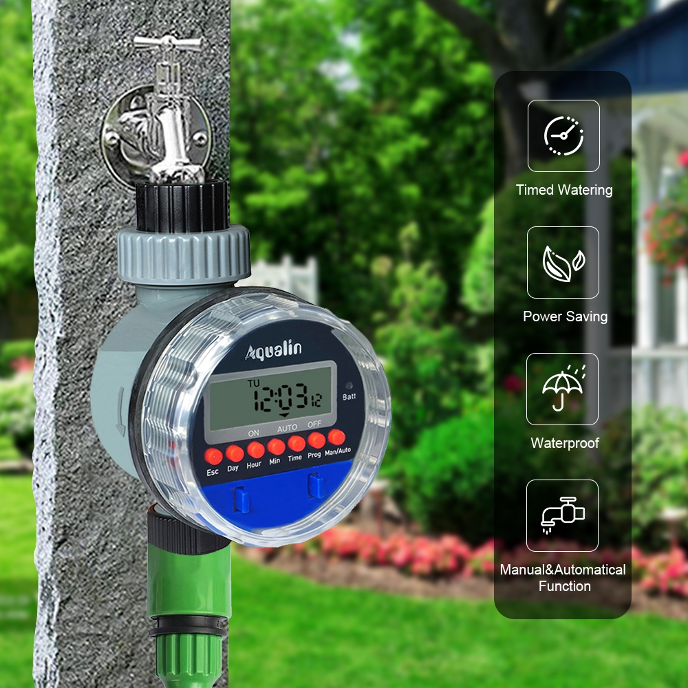 Aqualin Automatic LCD Display Irrigation Watering Timer Electronic Home ...