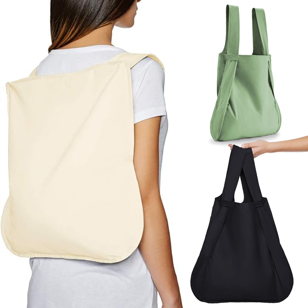 2 in 1 Convertible Canvas Backpack Reusable Foldable Tote Bag and ...