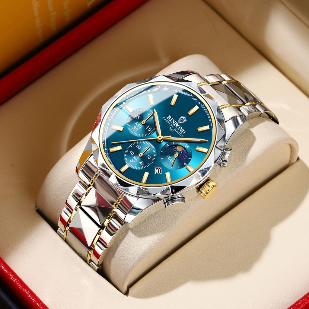 Jam Tangan Lelaki Original 100 Waterproof Watch For Men Stainless Steel Watch Strap Quartz Chronograph Multifunctional Business Comfortable To Wear BINBOND 0380 Shopee Malaysia