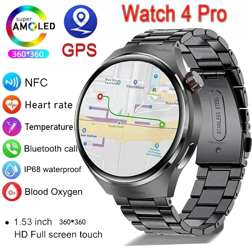 For Huawei GT4 Pro GPS Smart Watch Men AMOLED HD Screen Bluetooth - Main Image