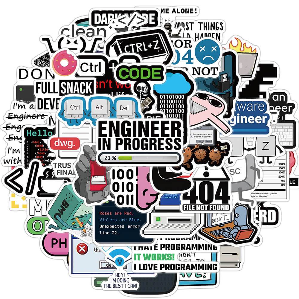 [Large Stickers]50pcs Programmer Engineer Stickers Php 404 Programming ...