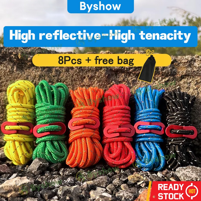 【Byshow】Reflective Guide Rope Tent Rope Set with Aluminum-Free Fittings ...