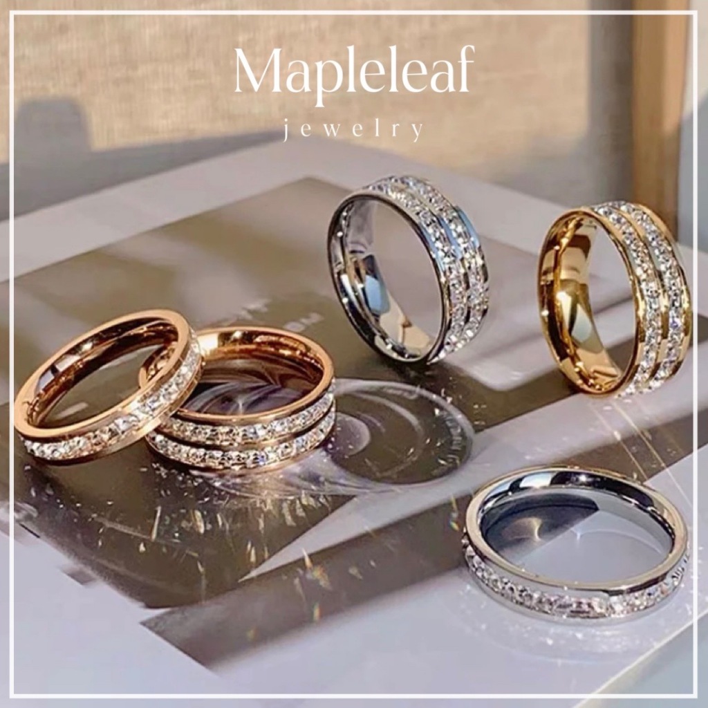 A ring that can take shower】 18K gold Couple Ring square zircon