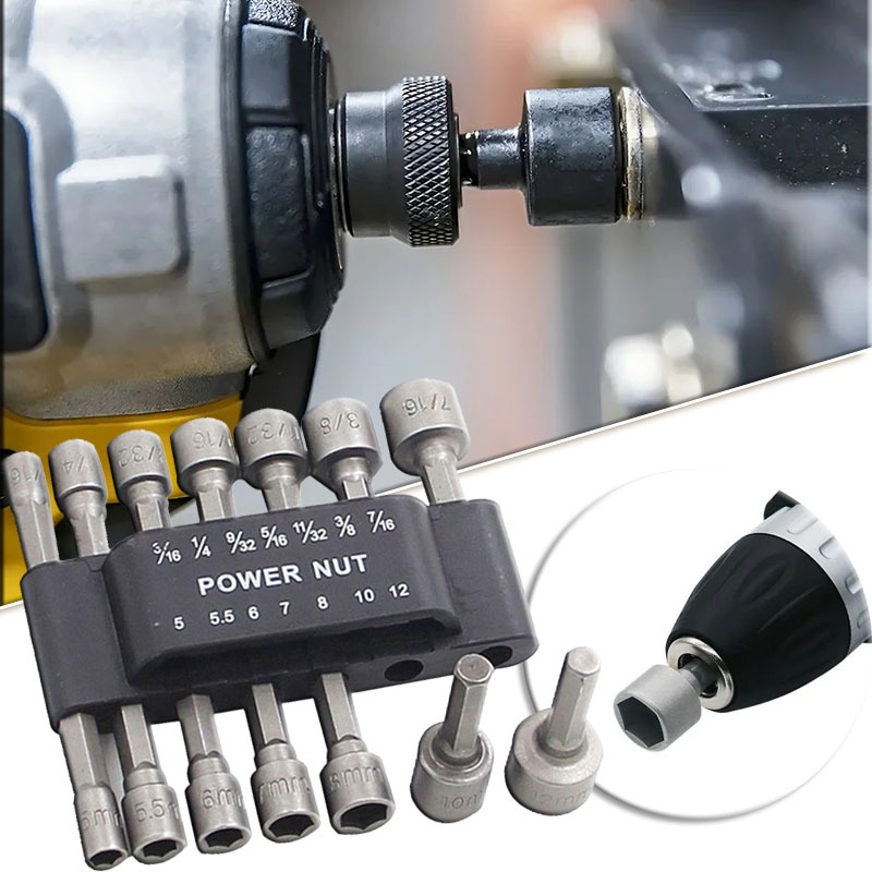 New 14pcs Power Nut Driver Drill Bit Set 512mm Hexagonal Shank Hex Nut