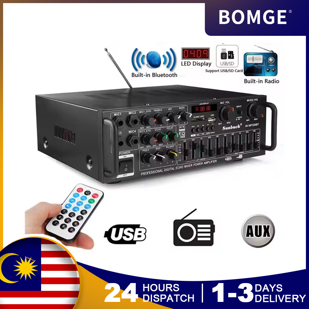 BOMGE 326BT 6000w Amplifier Bluetooth Version Stereo HiFi, Surround
