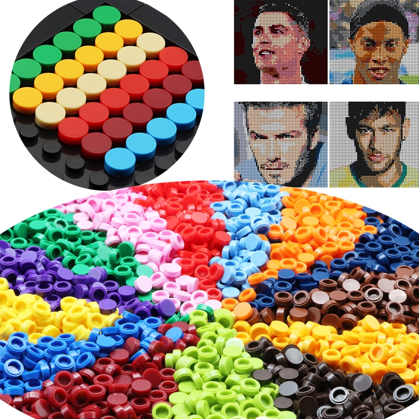 300/500/900pcs Tile 1x1 Round DIY Building Blocks Bricks 58 Colors ...