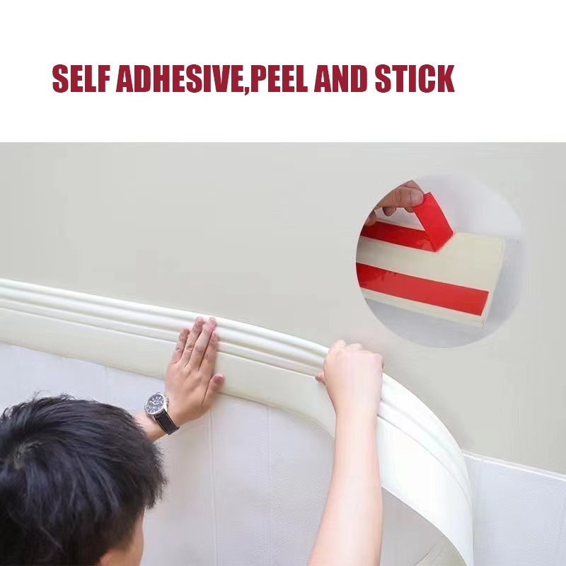 New 9.5CM Wide Flexible Wall Skirting Moulding Trim Self-adhesive ...