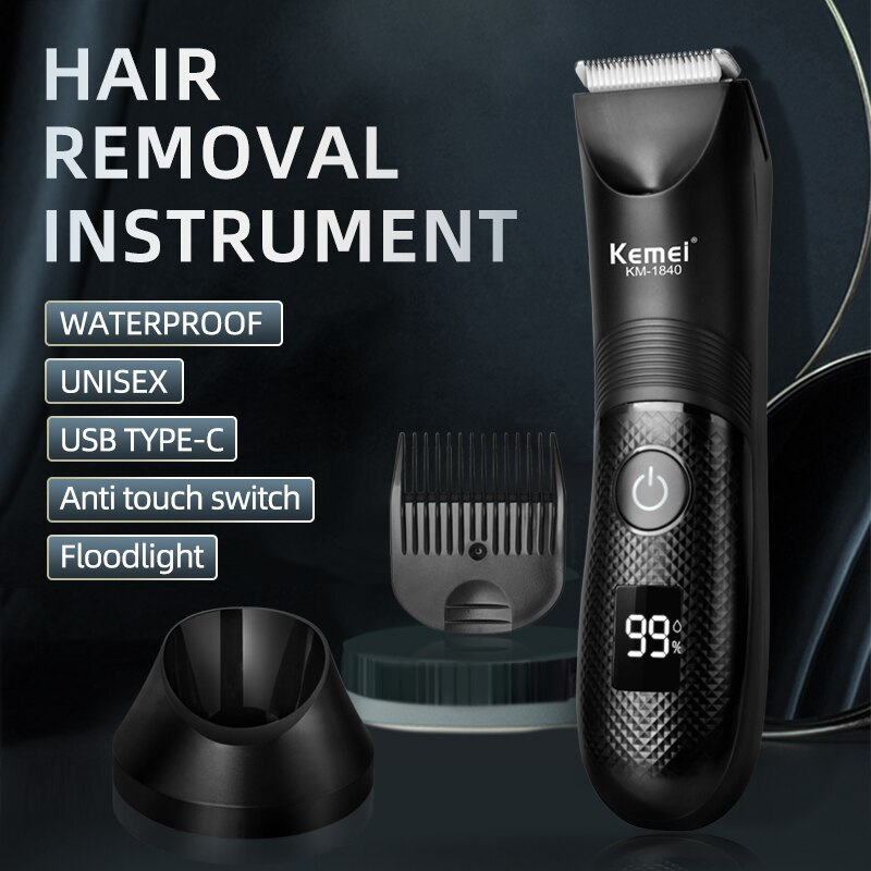 Kemei KM-1840 Electric Body Clipper Pubic Hair Trimmer For Men Private Parts Hair Cutting Machie | Shopee Malaysia