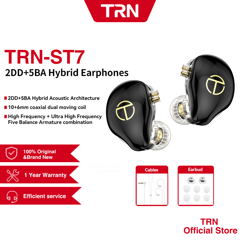 TRN ST7 Earphones 2DD+5BA Seven-Unit Hybrid In-Ear Headphones HiFi ...