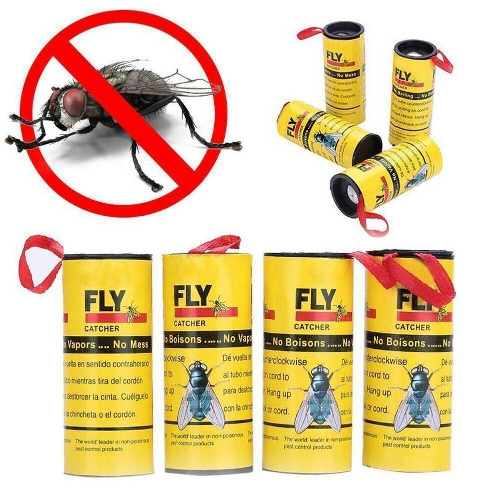 Four sets Rolls Fly Glue Sticky Eliminate Flies fly trap sticky glue ...