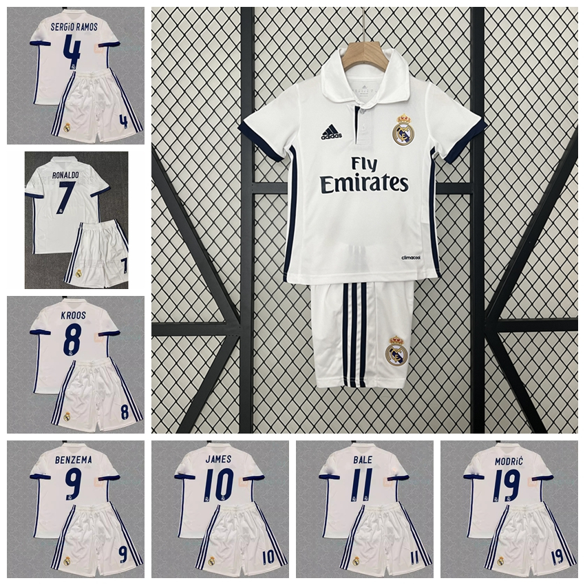 2016-17 Season Real Madrid Retro Home Football Kids Jersey Kit Ramos ...