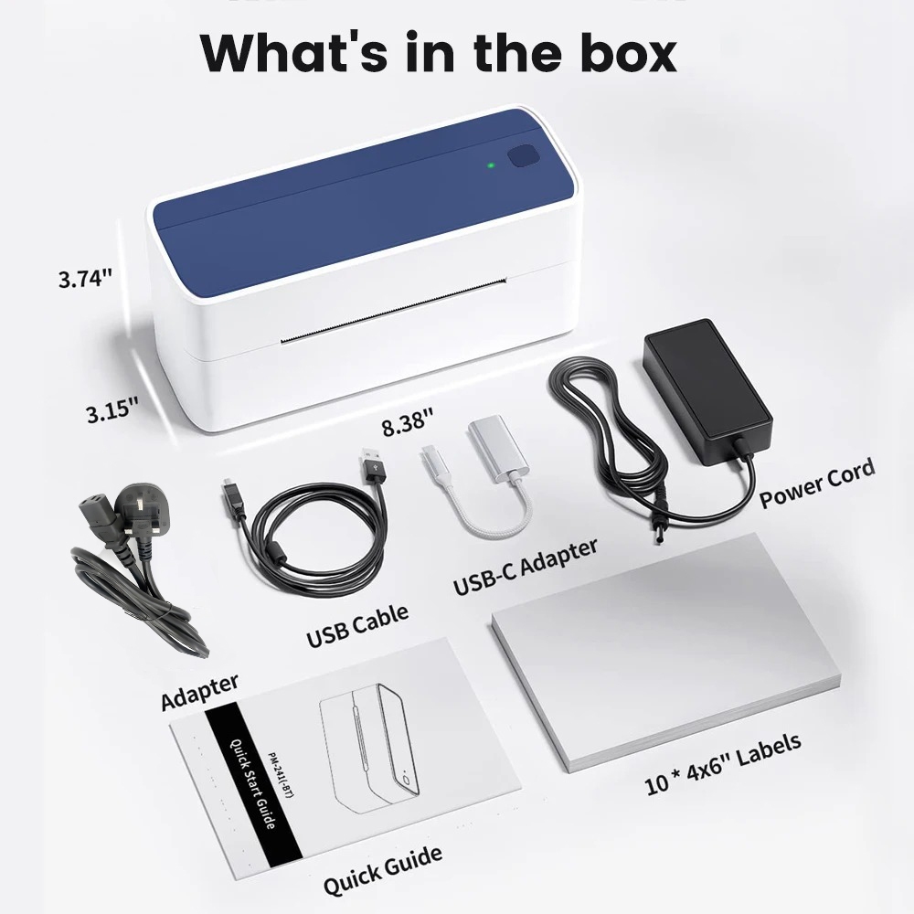 Phomemo 241BT Thermal Waybill Printer USB+Bluetooth A6 Inkless Shipping