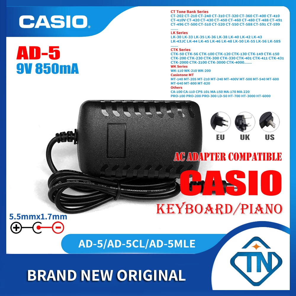 Power Cord Dc 9v Adapter Casio Keyboard Casio Piano Keyboard 6ft