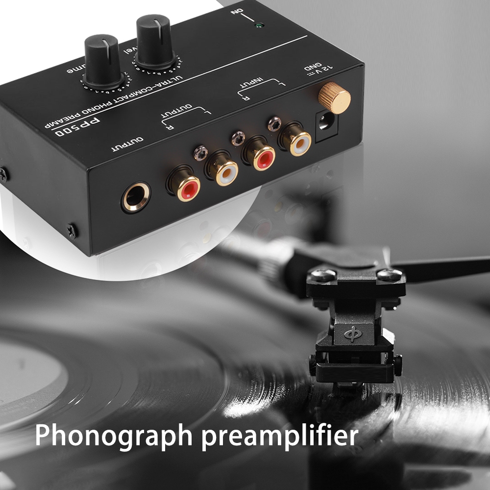 PP500 Phono Preamp Preamplifier with Level Volume Controls RCA Input Output 1/4" TRS Output