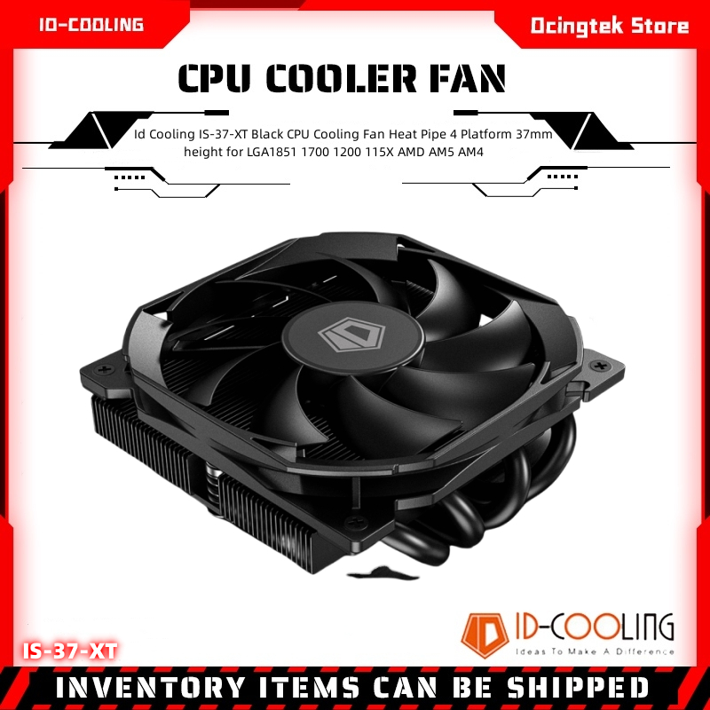 Id Cooling IS-37-XT Black CPU Cooling Fan Heat Pipe 4 Platform 37mm ...