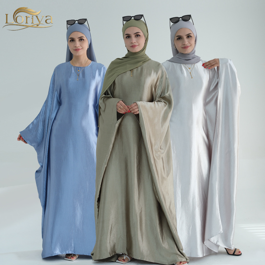 Ramadan Dubai Bat Sleeve Abaya Slim Fit maxi dress Islam Arab robe ...