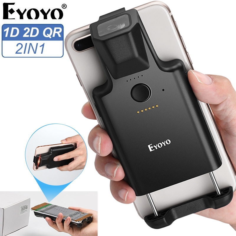 Eyoyo 2D Back Clip Bluetooth Barcode Scanner Work with Phone, Portable ...