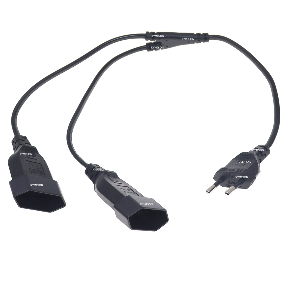 CEE7/16 EU 2 Prong Male to Female Dual Output,2 Ways Outlet Extension ...