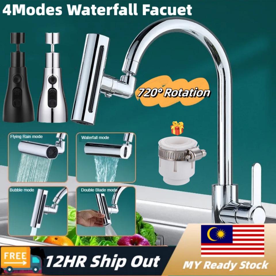(Local Shipment) Waterfall Kitchen Faucet 720° Rotation Kitchen Sink ...