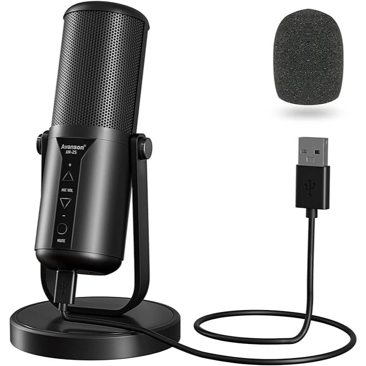 Avanson AM25A USB Condenser Microphone Metal Build Desktop PC