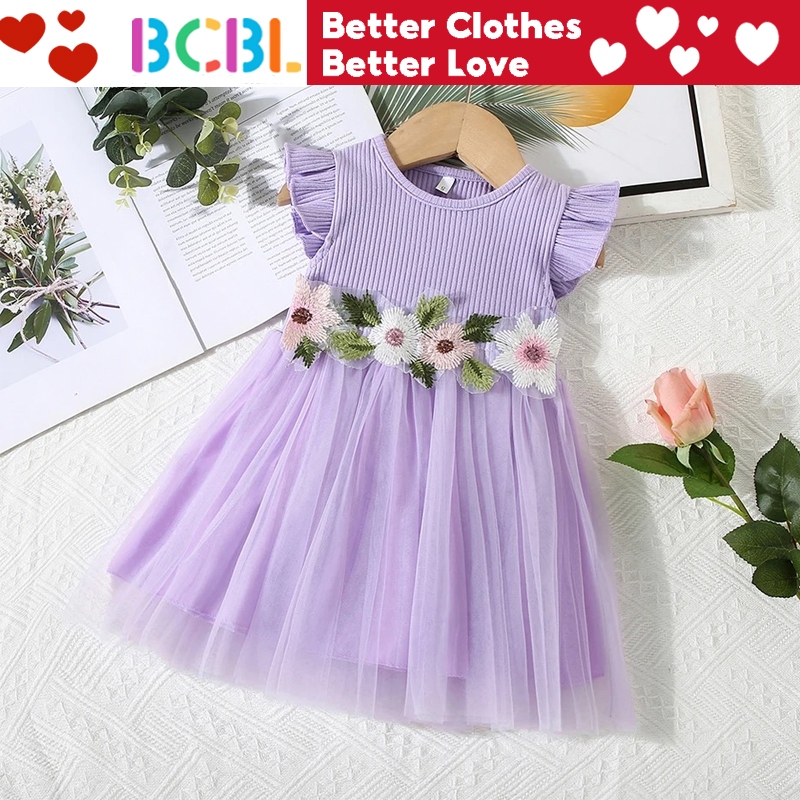 BCBL Baby Girl Dress Tutu Dress Floral Ruffle Sleeve Dress Wedding ...