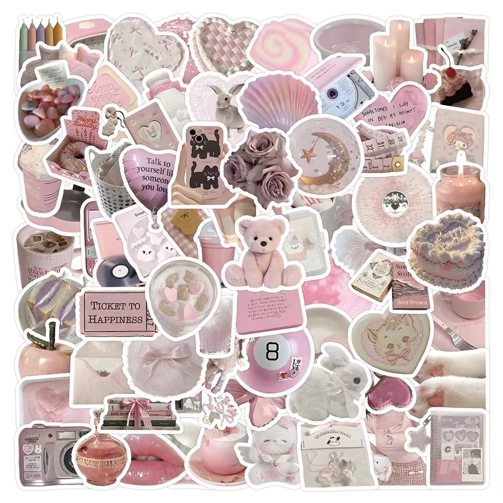 10/103 Pcs/Set Cartoon Simple Pink Ins Style Fashionable Stickers for ...