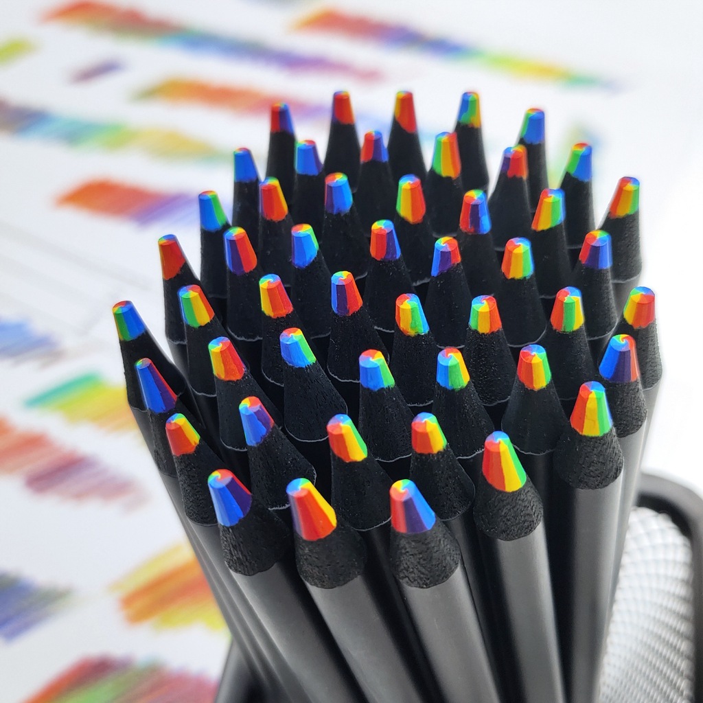 【10pcs】7 Color Pencil Kids Drawing School Stationery Blackwood Rainbow ...