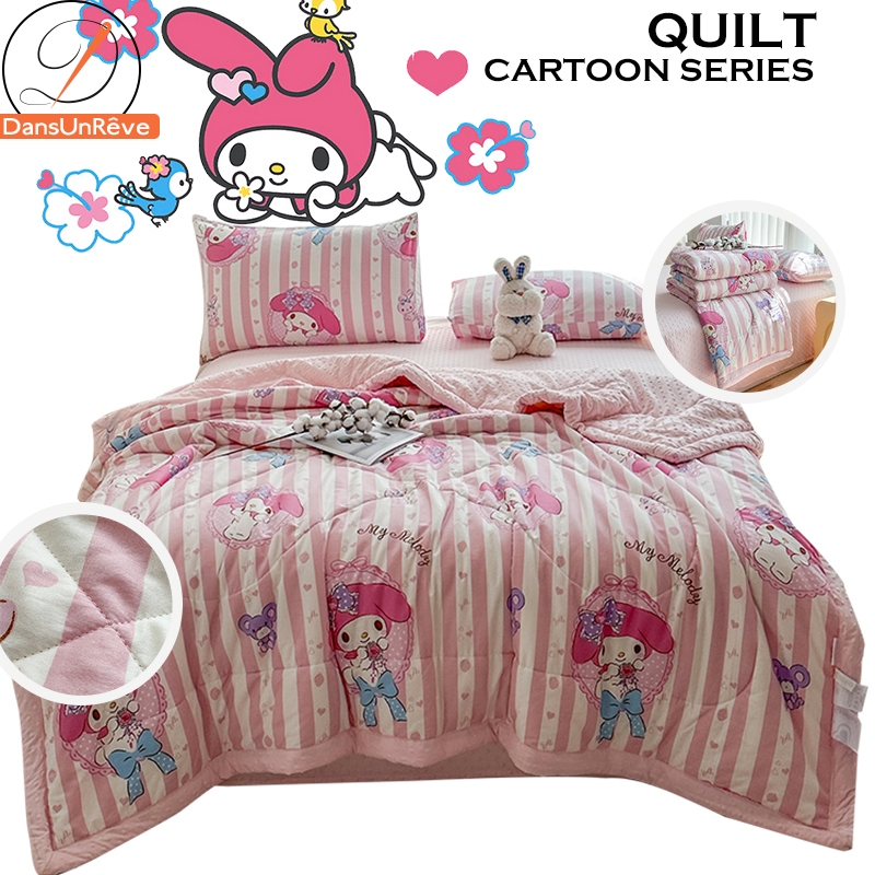 Selimut Kulomi Comforter Blanket Kuromi Sanrio Cute Cotton Single