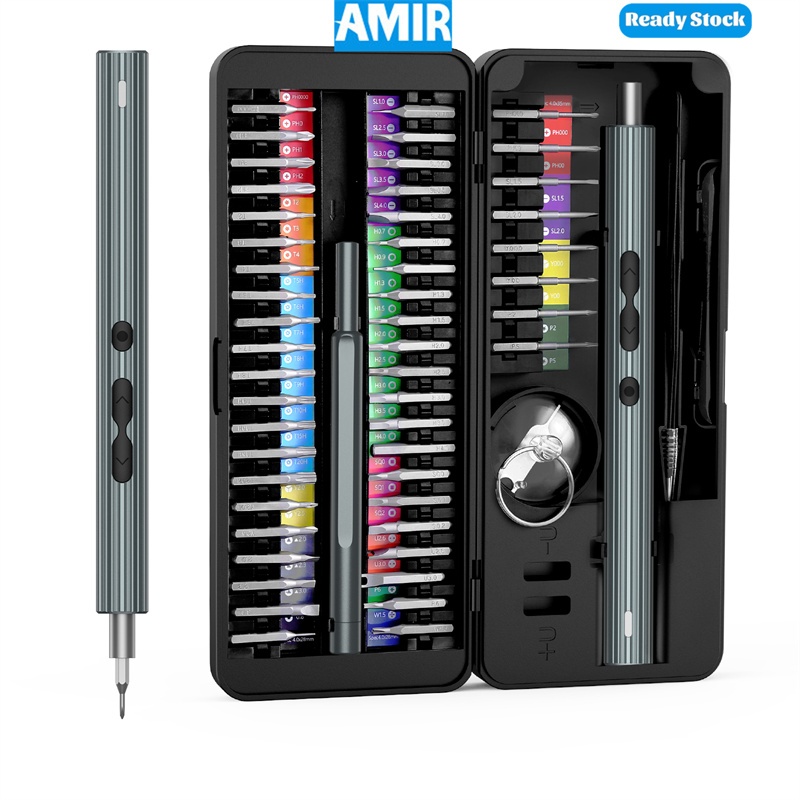AMIR Electric Precision Screwdriver Set Cordless with 50 PCS S2 Bits ...