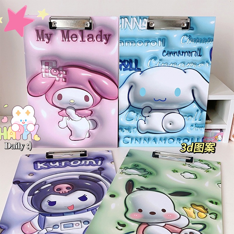 Sanrio Writing Hard Pad Cartoon A4 Student Board Clip File Test Paper ...