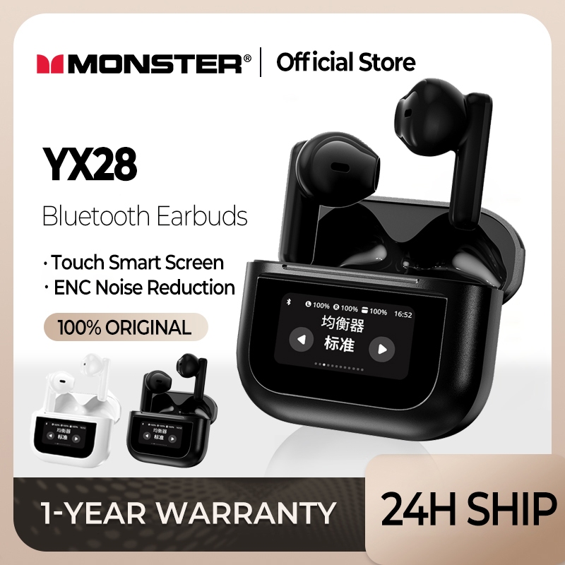 Monster YX28 Wireless Earphone Smart Screen Bluetooth Earphone ENC Call ...