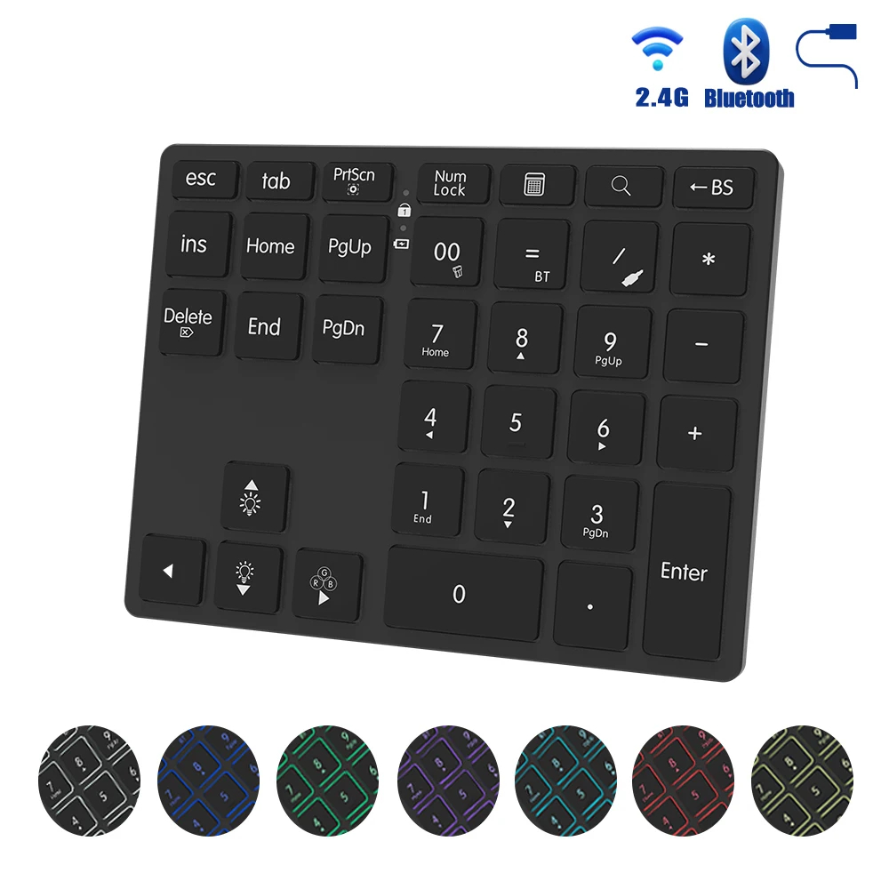 jomaa Backlit Bluetooth Numeric Keypad for Laptops Computers Number ...