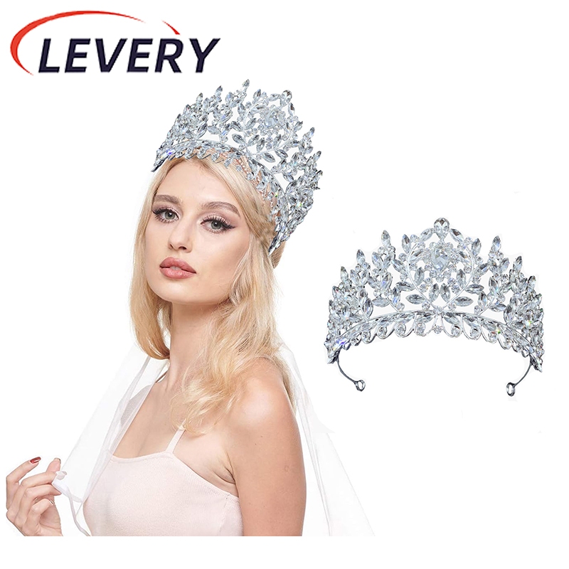 Levery 2024 New Big Crown Tiara Rhinestone Wedding Pageant Prom ...
