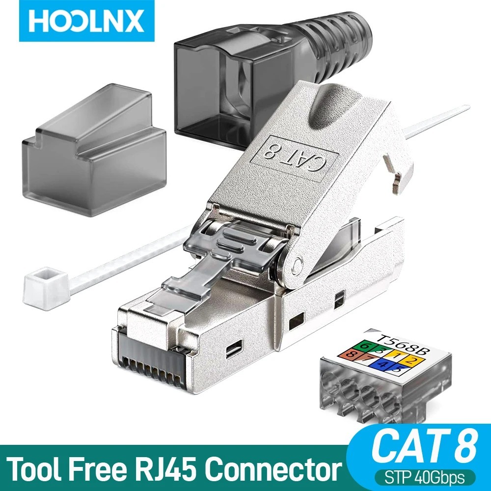 Hoolnx CAT8 CAT7 CAT6A RJ45 Modular Plug Tool Free Field Termination ...