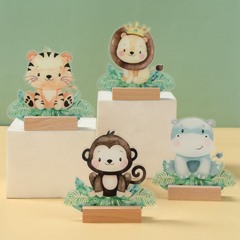 10cm Cute Animal Desktop Decor 4pcs Jungle Animals Acrylic Table ...