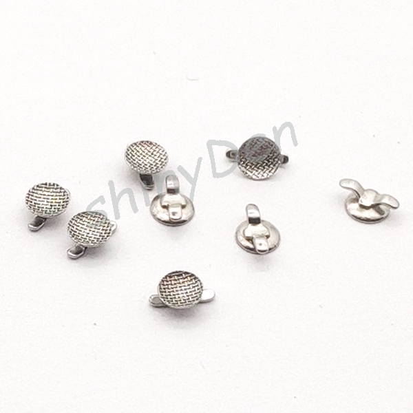 50Pcs Dental Orthodontic Lingual Buttons, Bondable Round Mesh Base, For Orthodontics