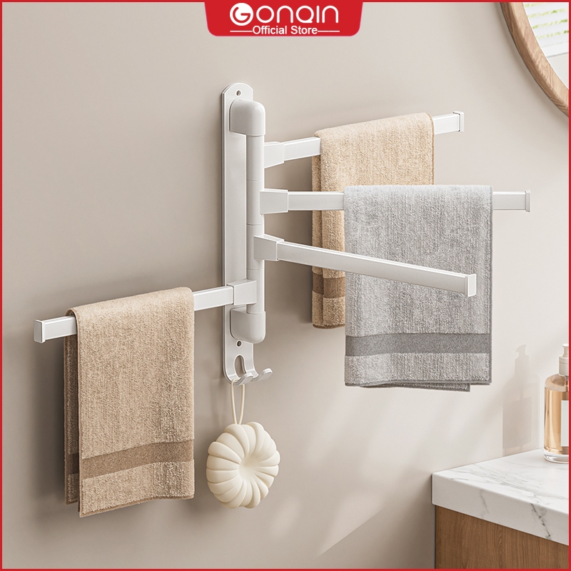 GONQIN Rotatable Towel Rack Carbon Steel Towels Hangers Multi-purpose ...